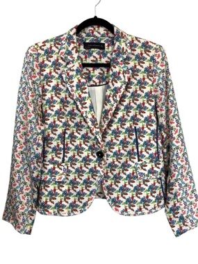 Zara Floral Silk Lightweight Blazer Size L